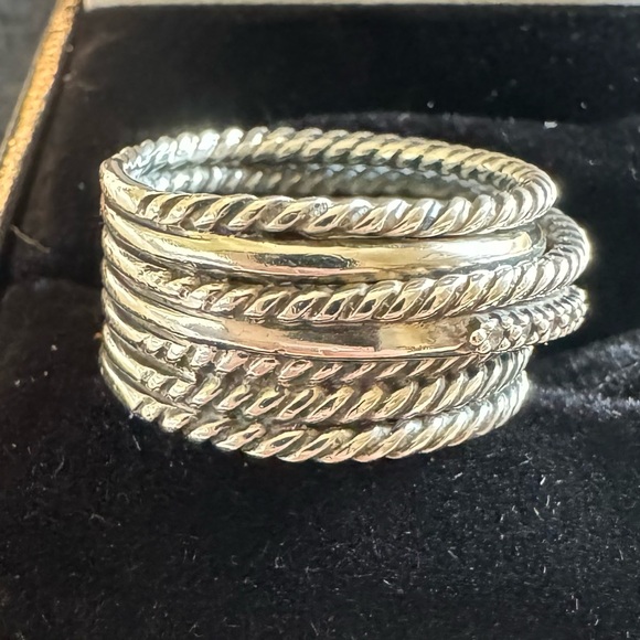 David Yurman Silver twisted crossover with diamonds. 12 mm - Picture 6 of 11
